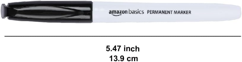Amazon Basics Fine Tip Point Permanent Markers for Office, School, and Home Use, Black, 12 Pack