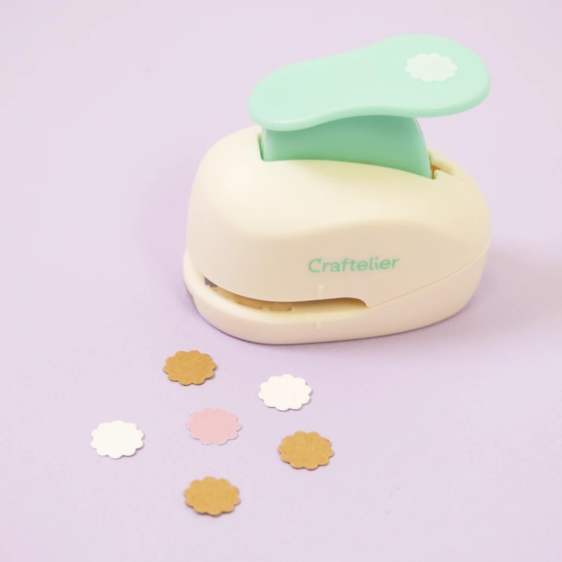 Craftelier - 3/8 Inch Circle Scallop Punch with Lever Press | Shape Hole Puncher for Paper Crafts | Scalloped Hole Punch to Create Scrapbooks, DIY Cards & Journals