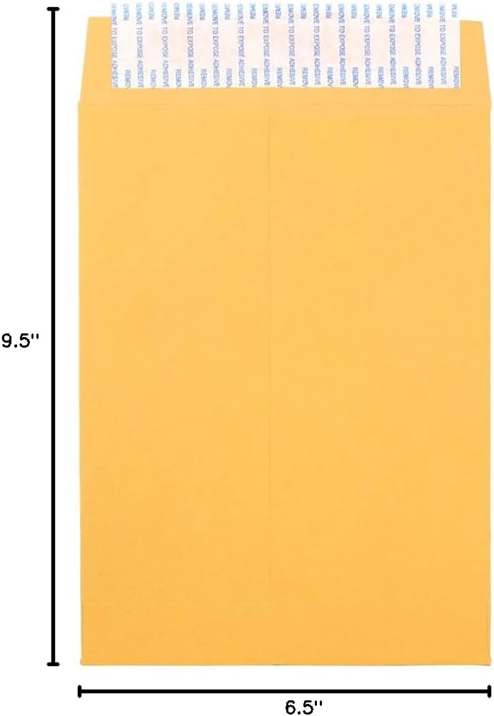 JAM PAPER 6 1/2 x 9 1/2 Open End Envelopes with Peel and Seal Closure - Brown Kraft Manila - Bulk 500/Box