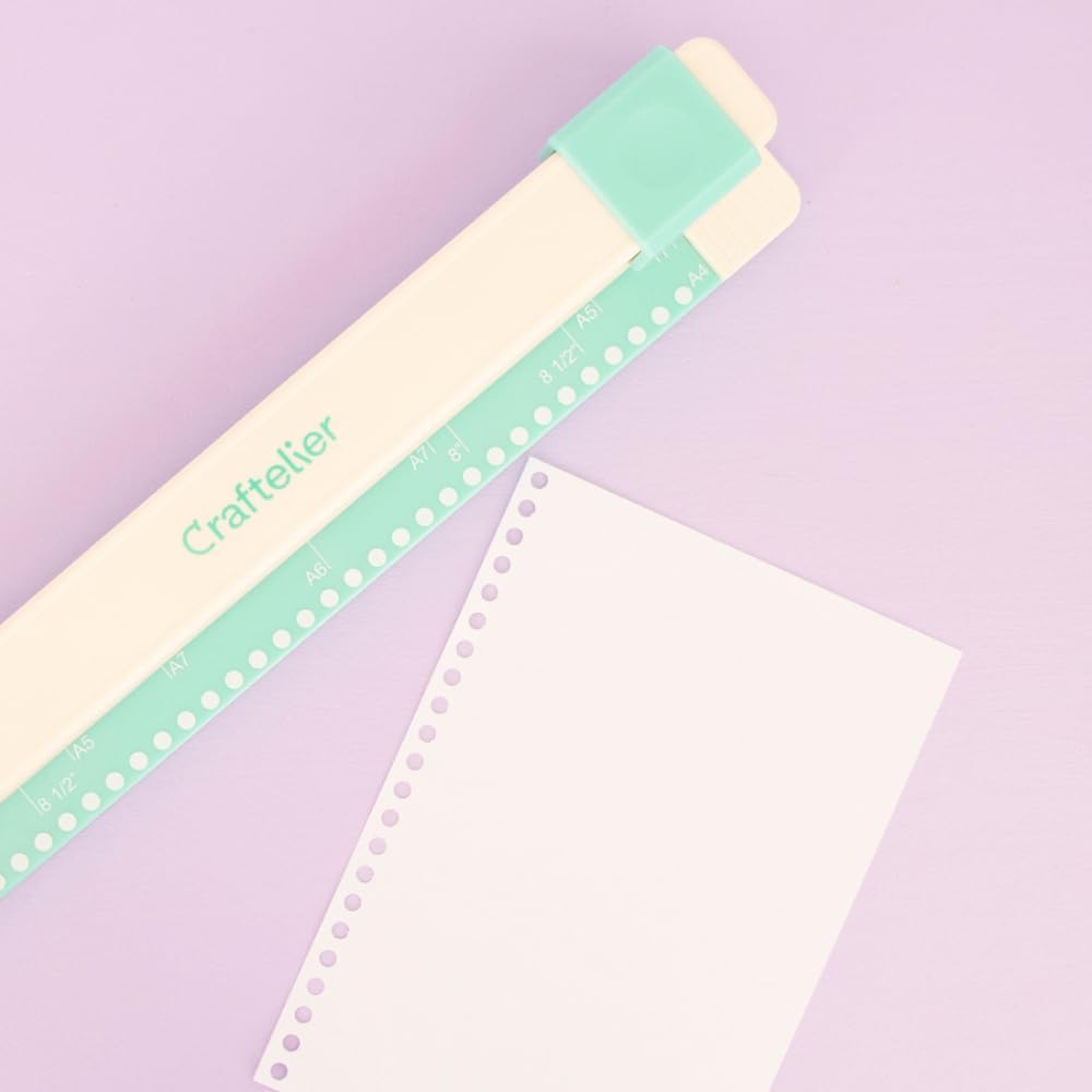 Craftelier - 30 Holes Binding Machine for Planners - A4, A5, A6, A7 and US Letter Size Formats - Includes 6 Spines of Pastel Tones - 5 Sheet Capacity Punch for Notebooks Making and Scrapbooking