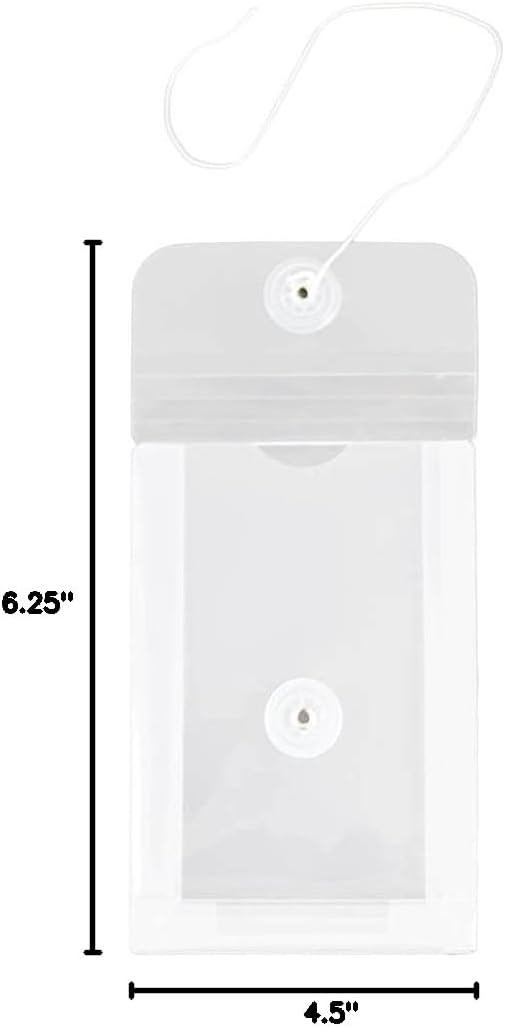 JAM PAPER Plastic Envelopes with Button & String Tie Closure - 4 1/4 x 6 1/4 - Clear - 12/Pack