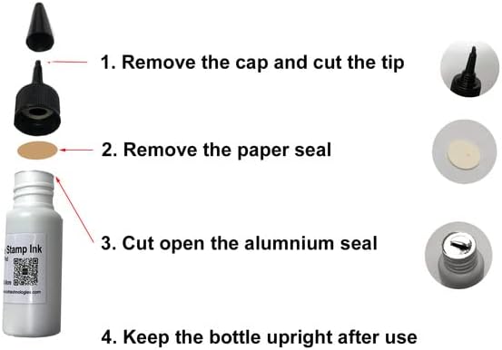 Oil-Based Premium Stamp Refill Ink by BCH for Pre-Inked Rubber Gel Pads & Dot Matrix Ribbons - 20 ml -0.68oz (Red)