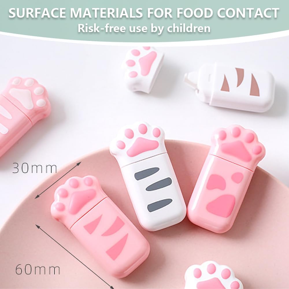 white Corrcetion Tape,6 Pack Mini Japan Corrcetion Tape Pen,with Easy to Use Kawaii Cat Paw Applicator,Cute Stationery Set Kawaii Birthday Gifts set for Back to School Supplies