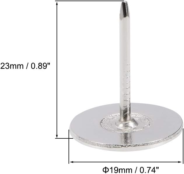 uxcell Upholstery Nails Tacks 19mmx23mm Flat Head Furniture Nails Silver Tone for Furniture Sofa Headboards, 100 Pcs