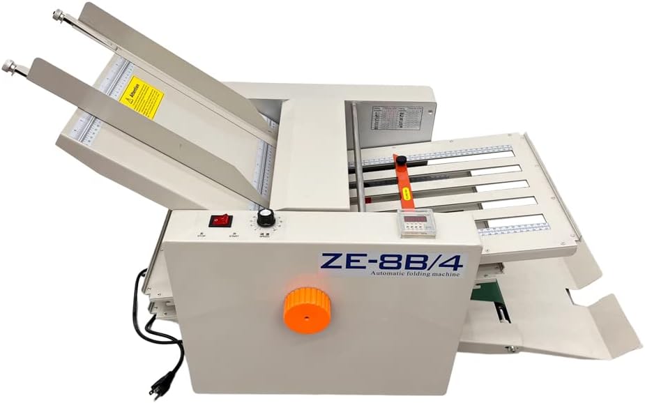 INTSUPERMAI 110V Automatic Paper Folding Machine, 4 Folding Plates, Multiple Folding Forms, Max Speed 262ft/min, Z Fold Paper Folding Machine for Manuals Document Business Letters