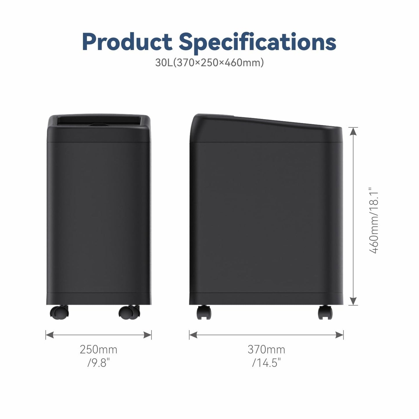 ELLO&ALLO Garbage Can Motion Sensor Trash Can 13 Gallon for Kitchen with Roll Up Lid, Automatic Touch Free High-Capacity with Wheels Black Waste Bin