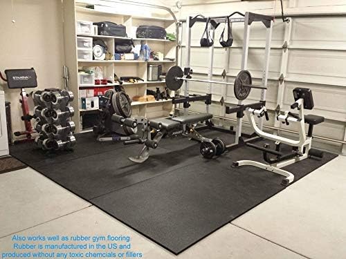 American Floor Mats Heavy Duty Horse Stall Mats - Thick, Durable Rubber Flooring - Solid Black - 8' x 10' Set (20 Tiles Total)