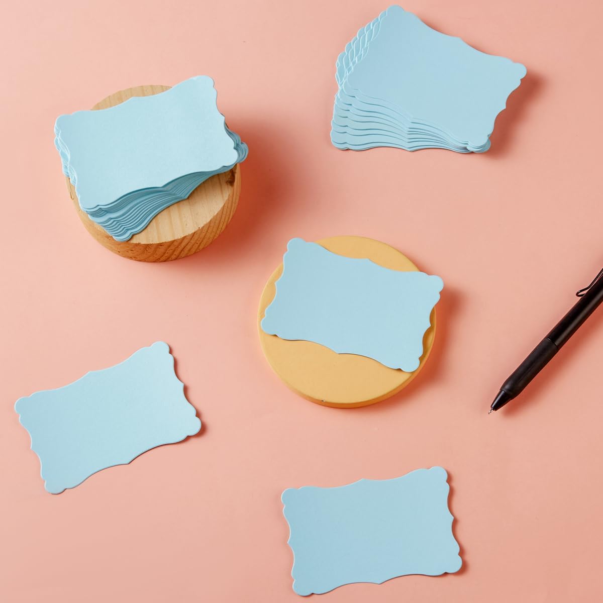 120 Pieces Small Mini Business Cards Vintage Assorted Colors Blank Note Cards Gift Word Card for Business Cards, Gift Cards (Light Blue, 3.66x 2.36 inches)