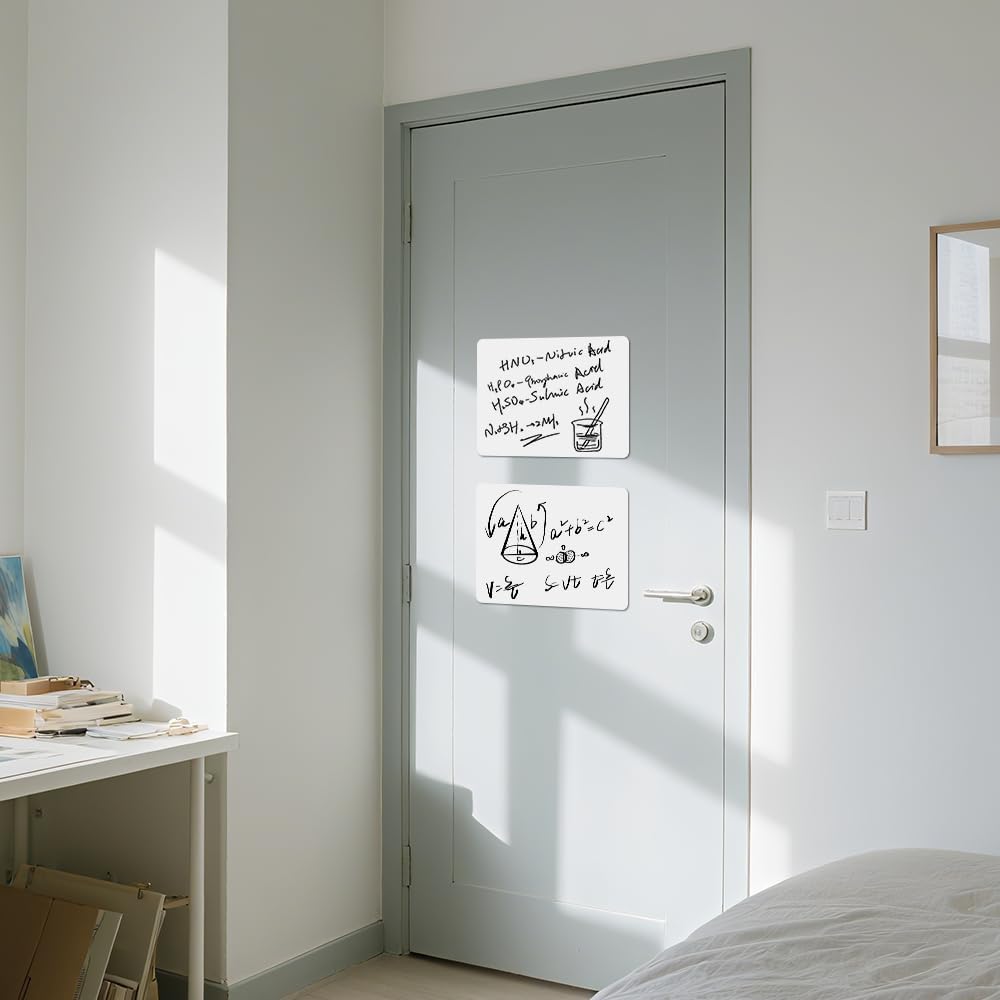 Dry Erase White Board, Small Dry Erase Sheet for Fridge, Non-Magnetic Whiteboard, 12" x 8" Reusable & Removable Whiteboard for Wall/Refrigerator/Door/Classroom(5 Sheets)