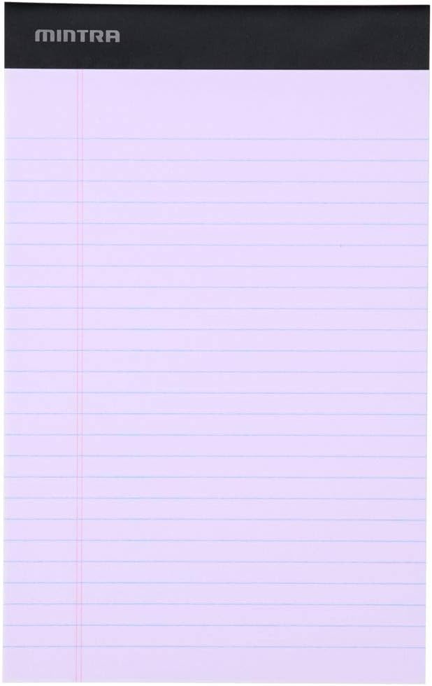 Mintra Office Legal Pads, ((Basic 6pk - (Pastel Set #2), 5in x 8in, Narrow Ruled))