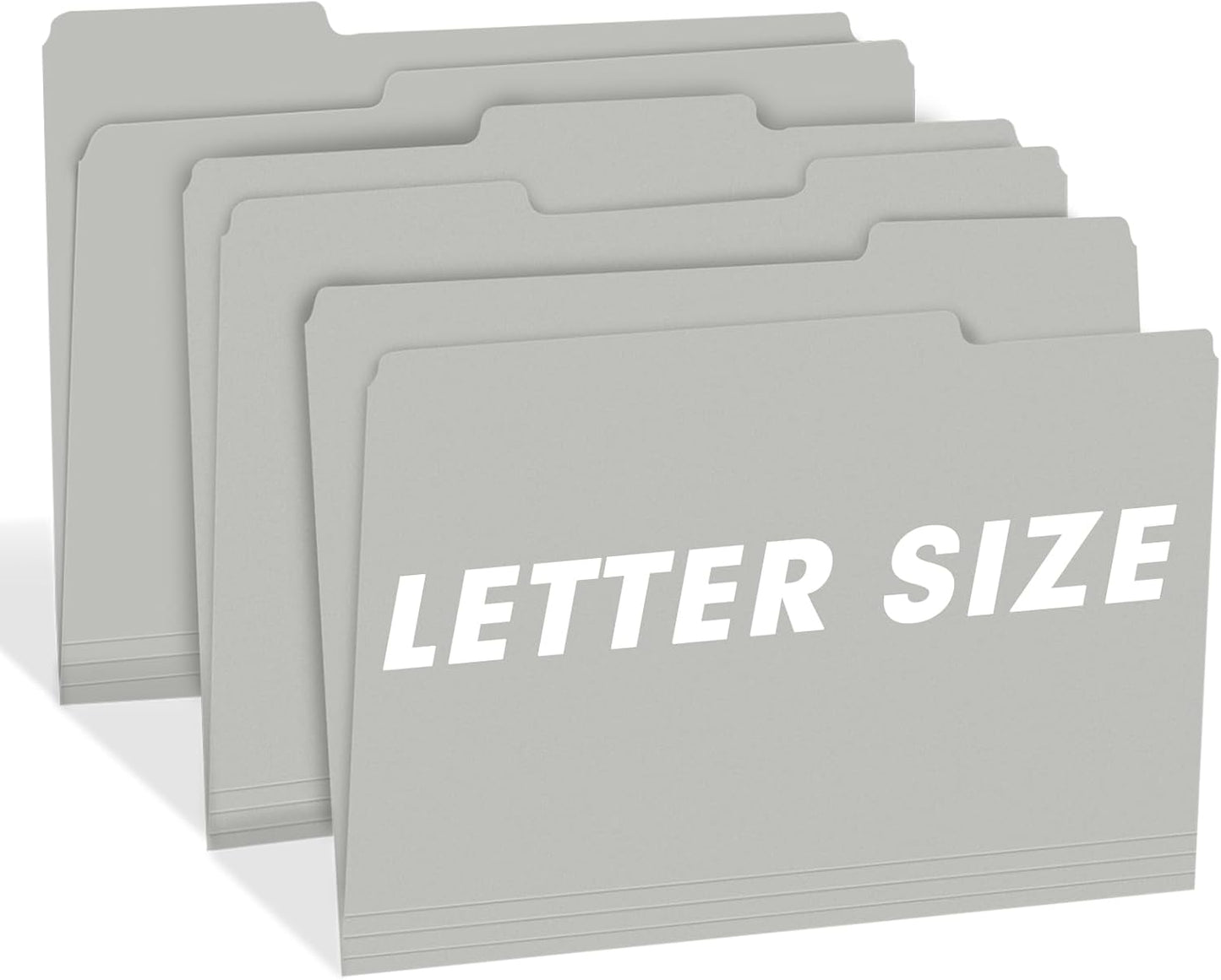 File Folder, RAZCC 100 Pack 1/3 Cut Tab File Folders Letter Size, Grey, Folders with Tab, Great for Organizing and Easy File Storage