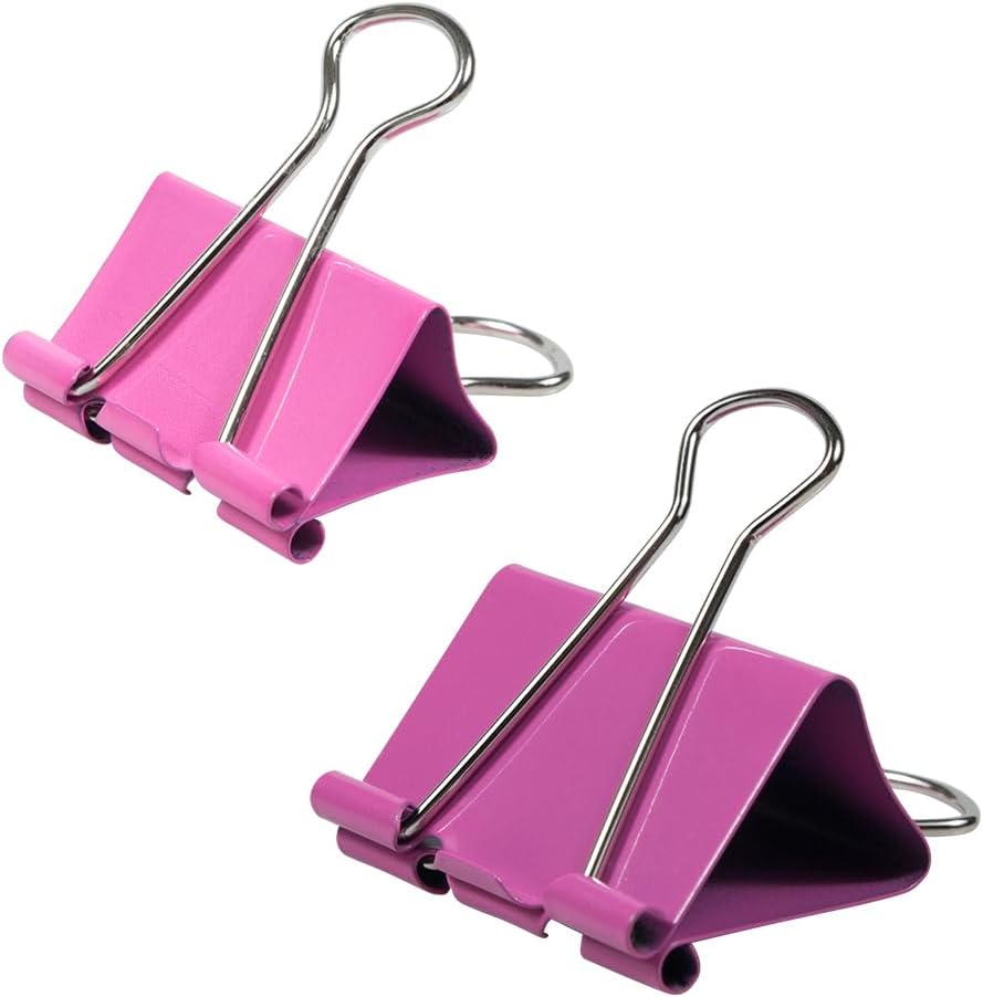 JAM PAPER Colorful Binder Clips Assortment - Medium & Large Size - Pink Binderclips - 27 Clips/Pack