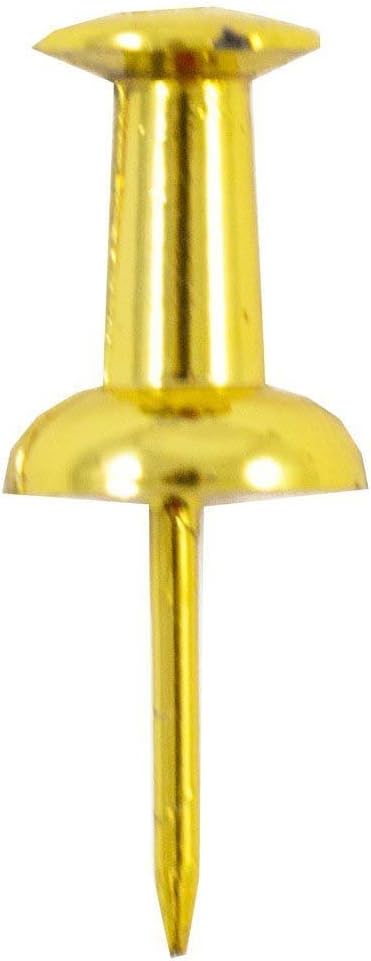 JAM PAPER Colorful Push Pins - Gold Pushpins - 2 Packs of 100