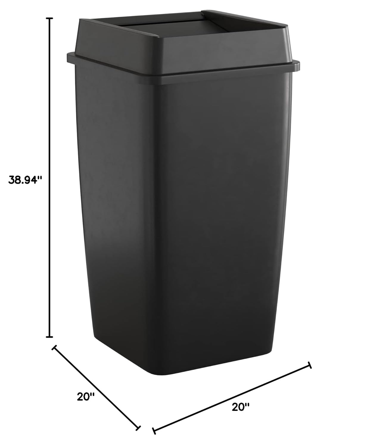 50 Gallon Black Square Commercial Trash Can with Lid