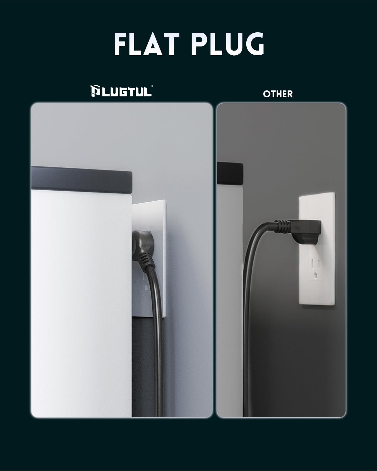 Surge Protector Power Strip 10FT, PLUGTUL Surge Protector with 10 Outlets - Spacious Design for Large Plugs, Flat Plug, 20W USB C Charging for Home, Office, ETL Listed,2040J