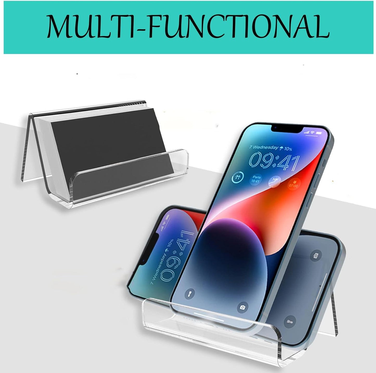 10 Pack Acrylic Business Card Holder for Desk, Business Card Stand Desktop Business Card Holders for Exhibition,Office Acrylic Business Card Stand Display