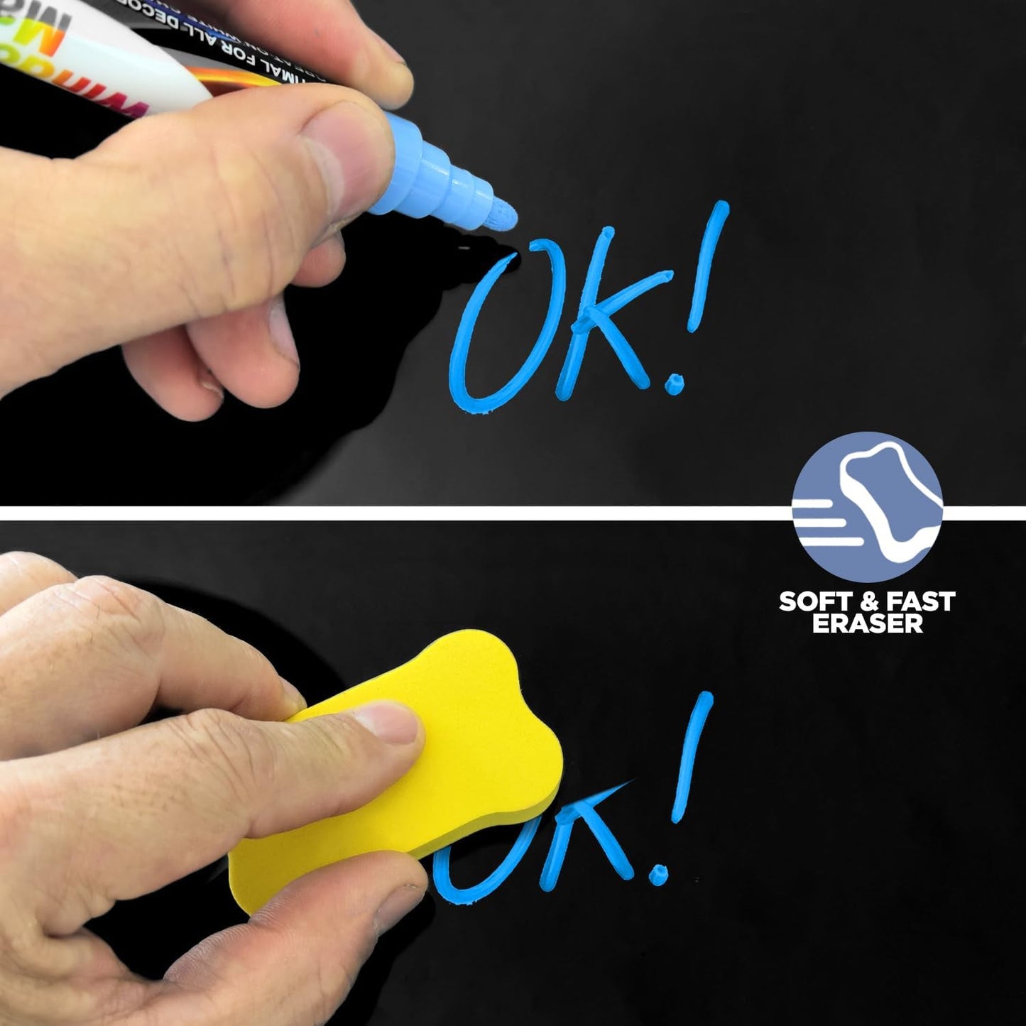 Desktop Dry Erase Board - Glass Erase Board - Black Desk Computer Buddy – Home Office & Studying Essentials - Phone & Tablet Slot, Storage Compartment - Includes 4 Markers, 1 Eraser.