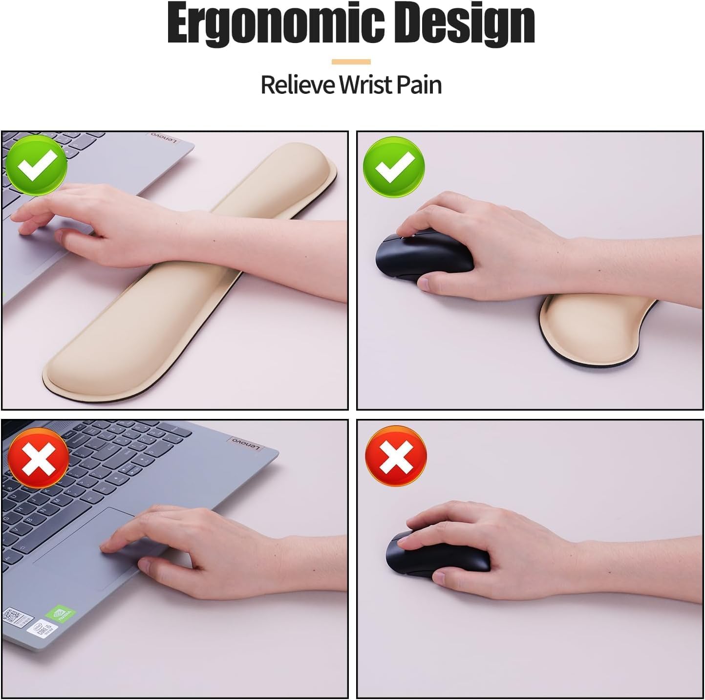 Bloss Leather Desk Pad and Keyboard Wrist Rest, Large Mouse Pad + Keyboard Pad+Mouse Wrist Support, Non-Slip Desk Mat Protector for Office, Home (35.4×15.7 Inches,Beige)