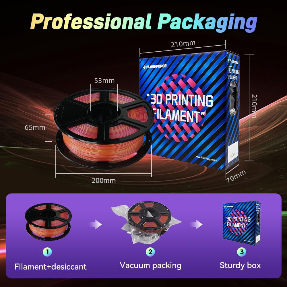 FLASHFORGE Chameleon Gradient Rapid PLA Filament Yellow & Pink, High Flow Speedy Filament 1.75mm Max 500mm/s Fast Printing, Displays Shimmering Effects from Various Angles and Light