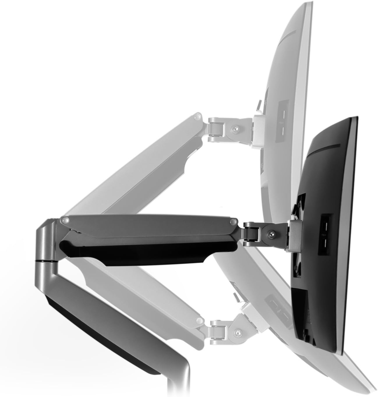Mount-It! (MI-1772) Dual Monitor Arm Mount Desk Stand Two Articulating Gas Spring Height Adjustable Arms | Fits Up To 32" VESA 75 100 Compatible Screens | C-Clamp and Grommet Bases (Silver)