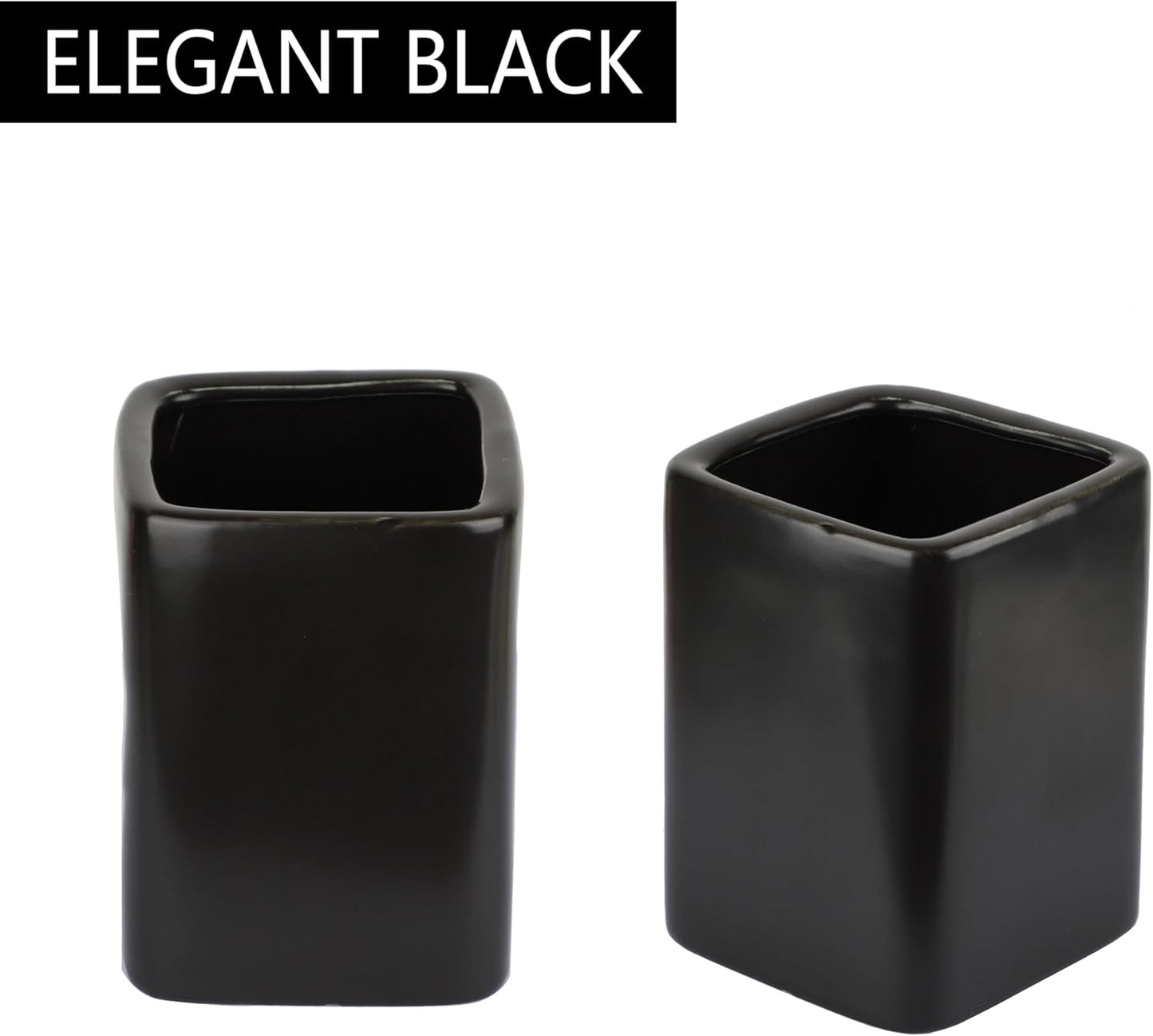 Square Ceramics Desk Pencil Holder for Men and Woman, Suitable for Offices and Homes(Black)