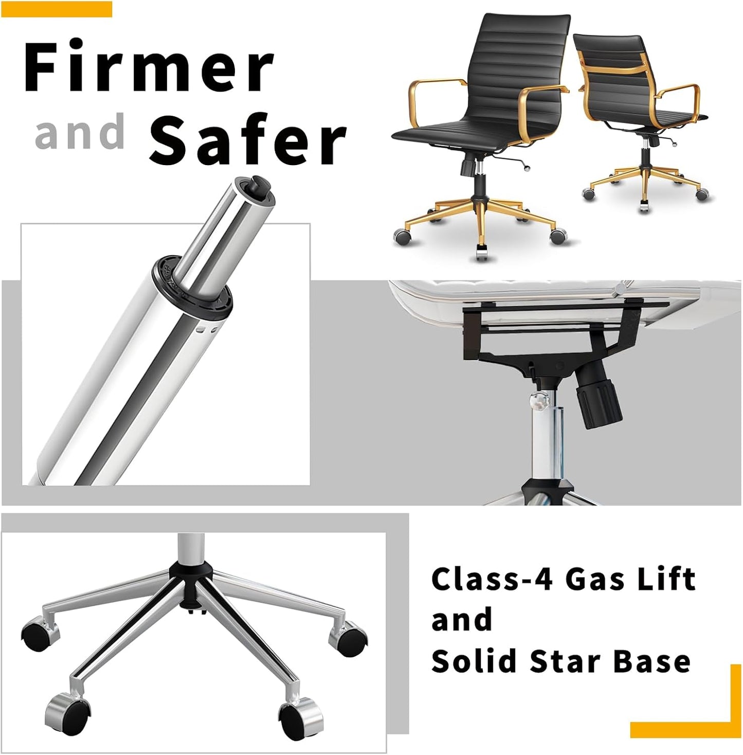 Chair, Desk Computer Chair ,with Armrests ,Ergonomic Office Chair for Home and Office, 17.32 x 22.83 x 35.43 inches, Multiple Colors (Gold Black)