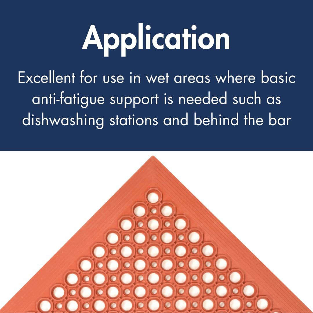 NoTrax 3' x 5' Anti-Fatigue Lightweight Restaurant Rubber Floor Mat with Drainage Holes, Beveled Edges, Non-Slip Mats, Black, T30 Competitor, T30S0035BL