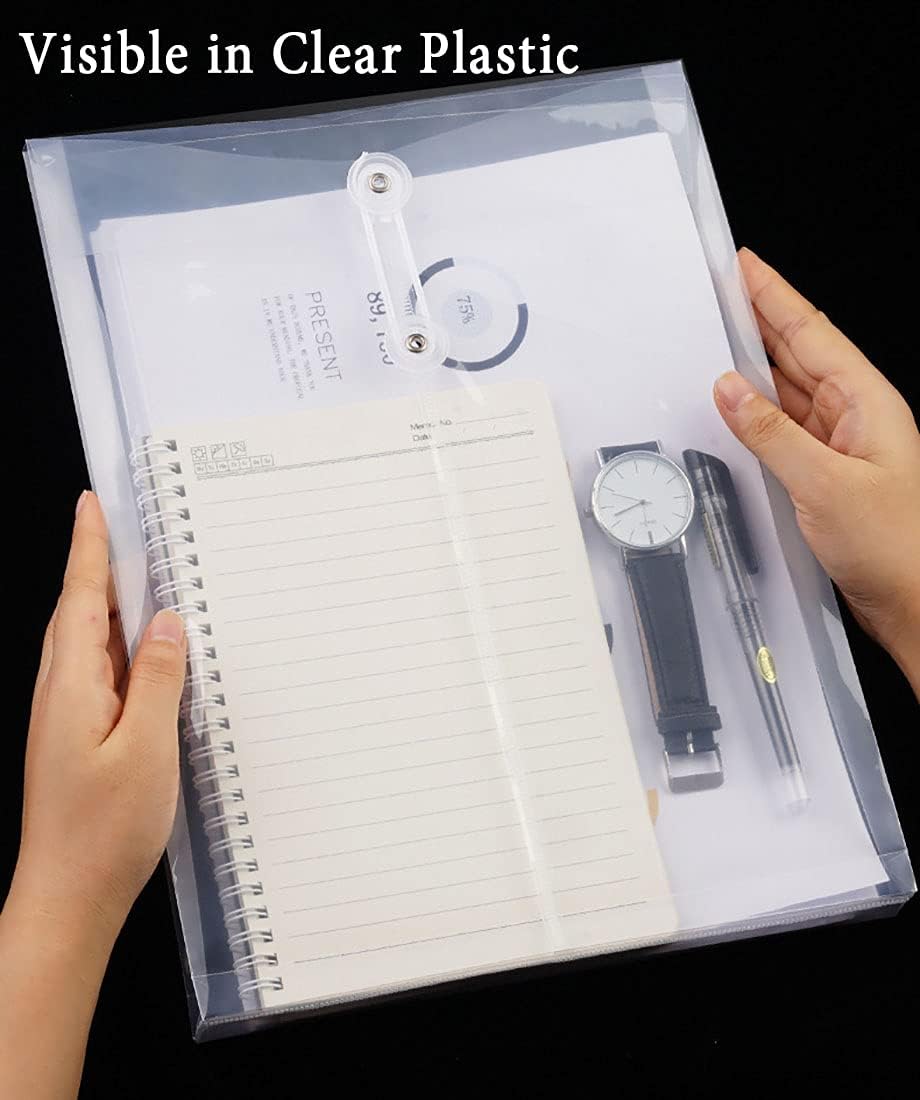 Letter Size Clear Poly Envelopes with String Closure 10 Pack, EGOSKY Plastic Envelope Folders with Top Opening