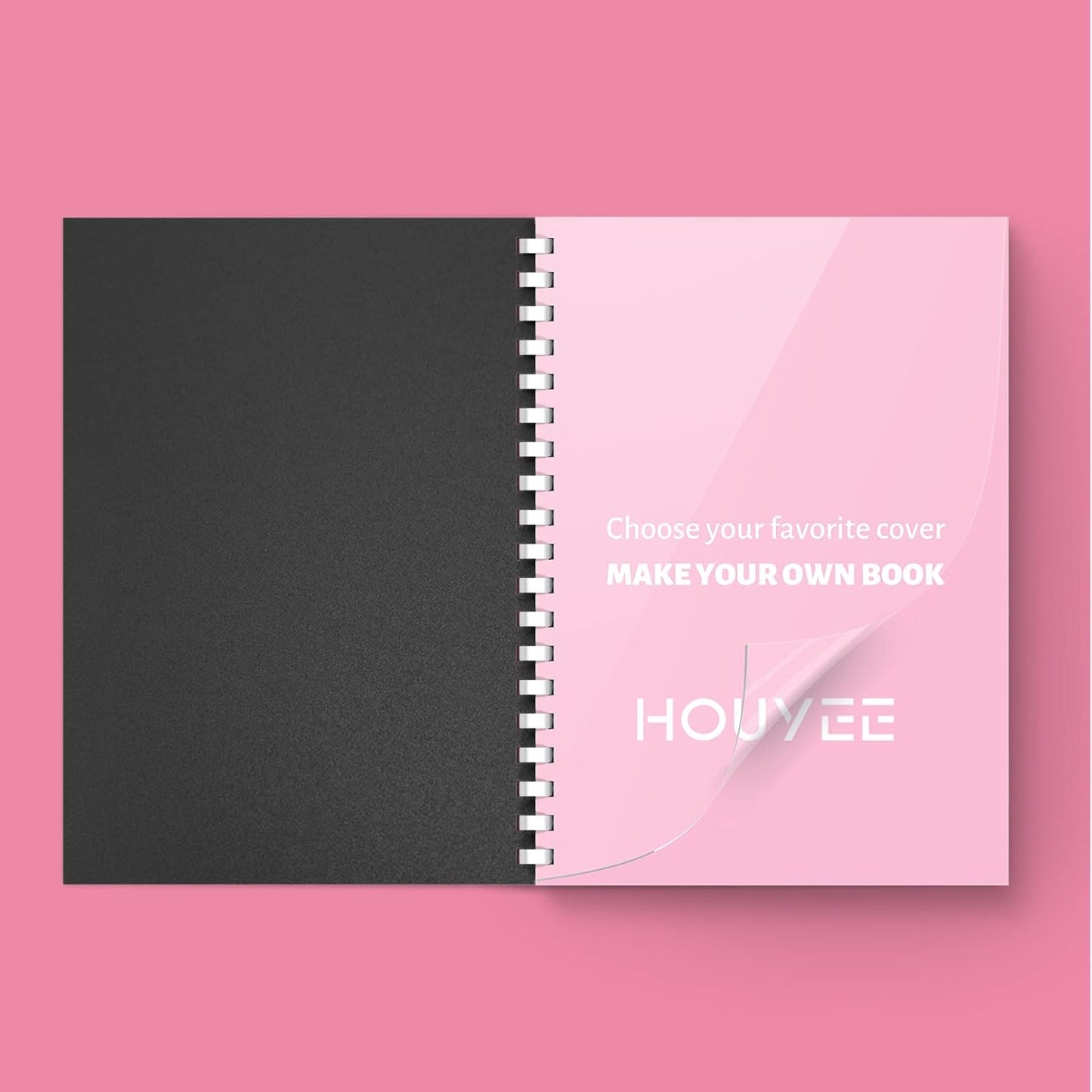 HOUYEE 120 Pack Binding Covers Set, 8.5x11 Inches, Including 60 Pcs 12 Mil Sand Plastic Texture, 60 Pcs 10 Mil Clear Binding Covers