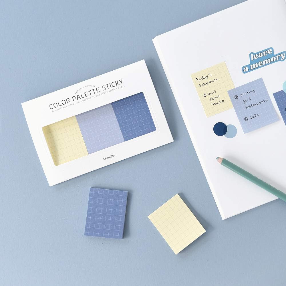 Monolike Color Palette Sticky Grid 300 A Set 4p - Self-Adhesive Memo Pad 30 Sheets