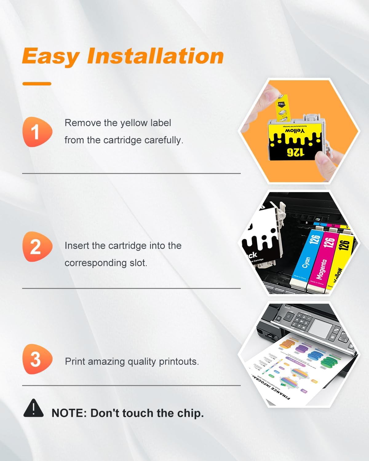 126 Ink Cartridges Remanufactured Replacement for Epson 126 Ink Cartridges for Epson 126 T126 Ink use for Epson Workforce WF-3520 WF-3540 WF-7010 435 545 645 845 60 Stylus NX430 (10 Pack,126 Ink)