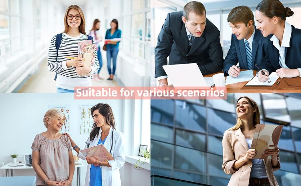 Leather Portfolio Binder Folder Storage Clipboard Pink Padfolio for School Side Straps Document Organizer