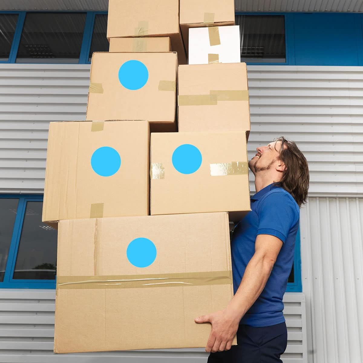 PARLAIM 3 Inch Round Color Code Dot Sticker, 500pcs Sky Blue Inventory Color Coding Circle Labels in Dispenser Box