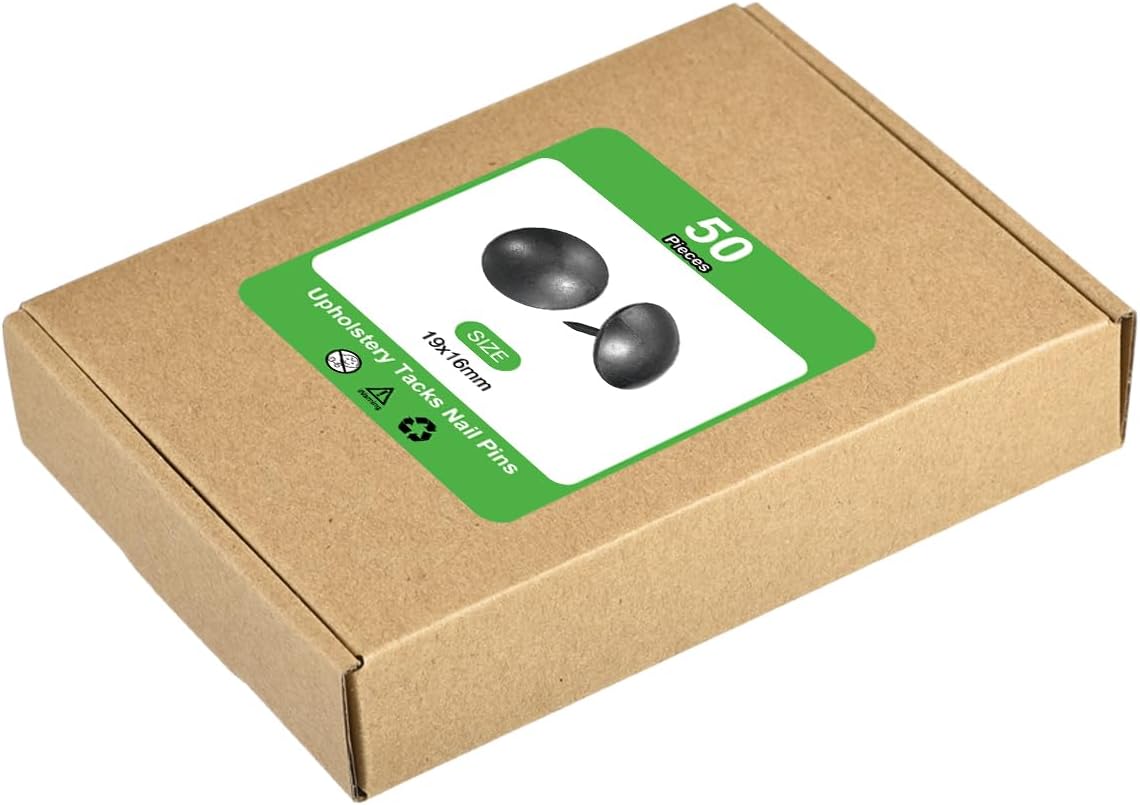 uxcell Upholstery Tacks Nail Pins Furniture, 50Pcs 19x16mm Thumb Tack Pins Assortment Kit Carbon Steel for Home Sofa DIY Decorative Nail Heads Nails, Black