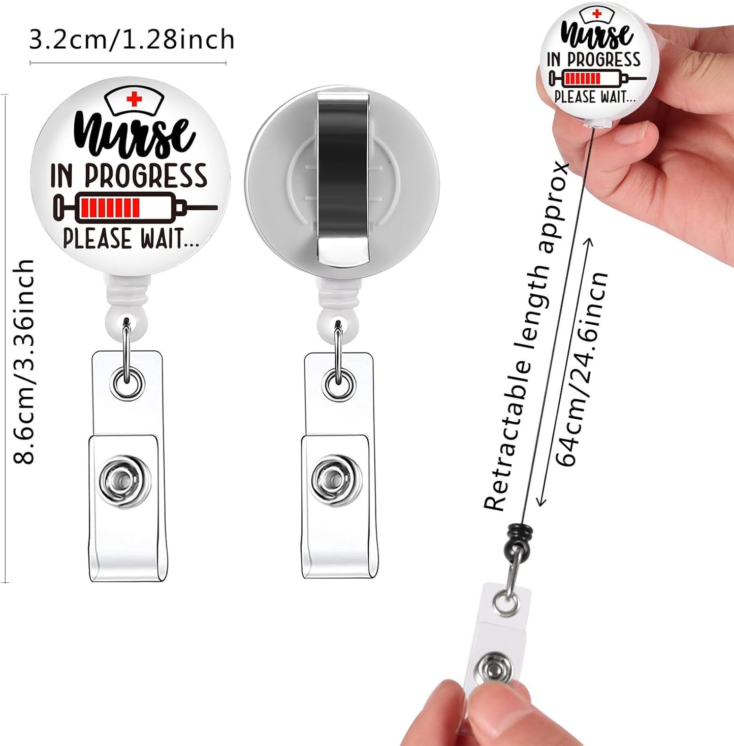 15Pcs Nurse Badge Reels Retractable Badge Holders ID Badge Holder Retractable Badge Clip Nurse Badge Reel for ID Card Holder