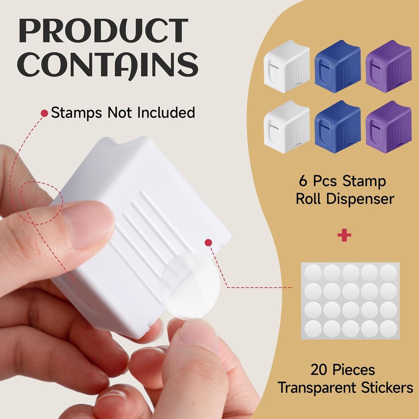 Maitys 6 Pcs Postage Stamp Dispenser for a Roll of 100 Stamps Lightweight Plastic Stamp Roll Holder for 100 Holder Organizer Forever Stamps Mailing Desk Table Home and Office Supplies (Multicolor)