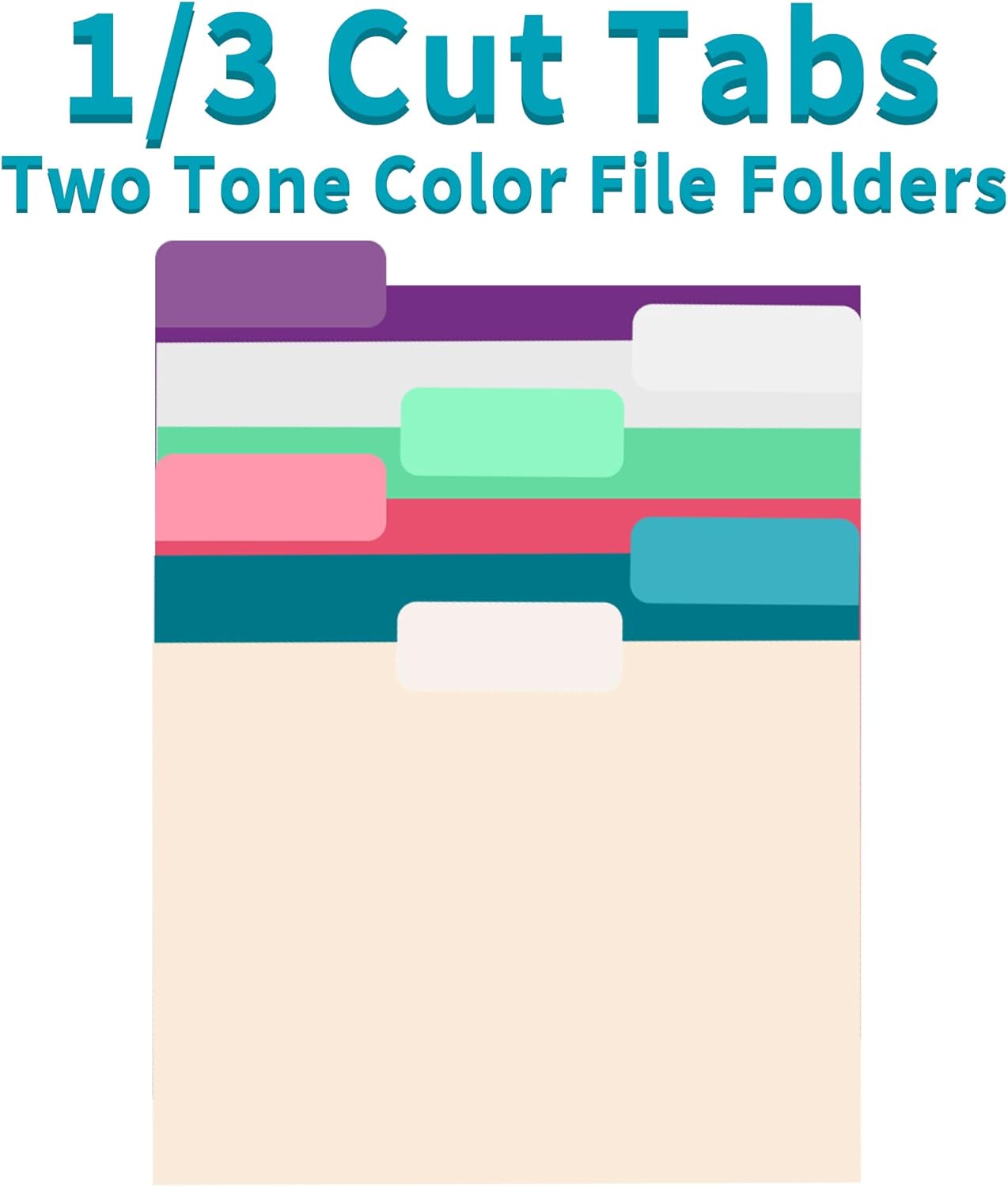 100 Packs Colored File Folders,Purple File Folders Letter Size,1/3 Cut Tabs File Folder,Two-Tone File Folder,Manila File Folders for Office,School and Home,Organization