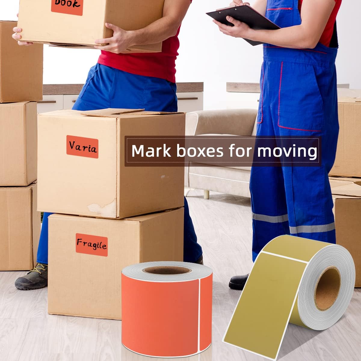 PARLAIM 3" x 5" Rectangle Adhesive Color Code Stickers,250 per Dispenser Box Roll Square Label Inventory Stickers Salmon