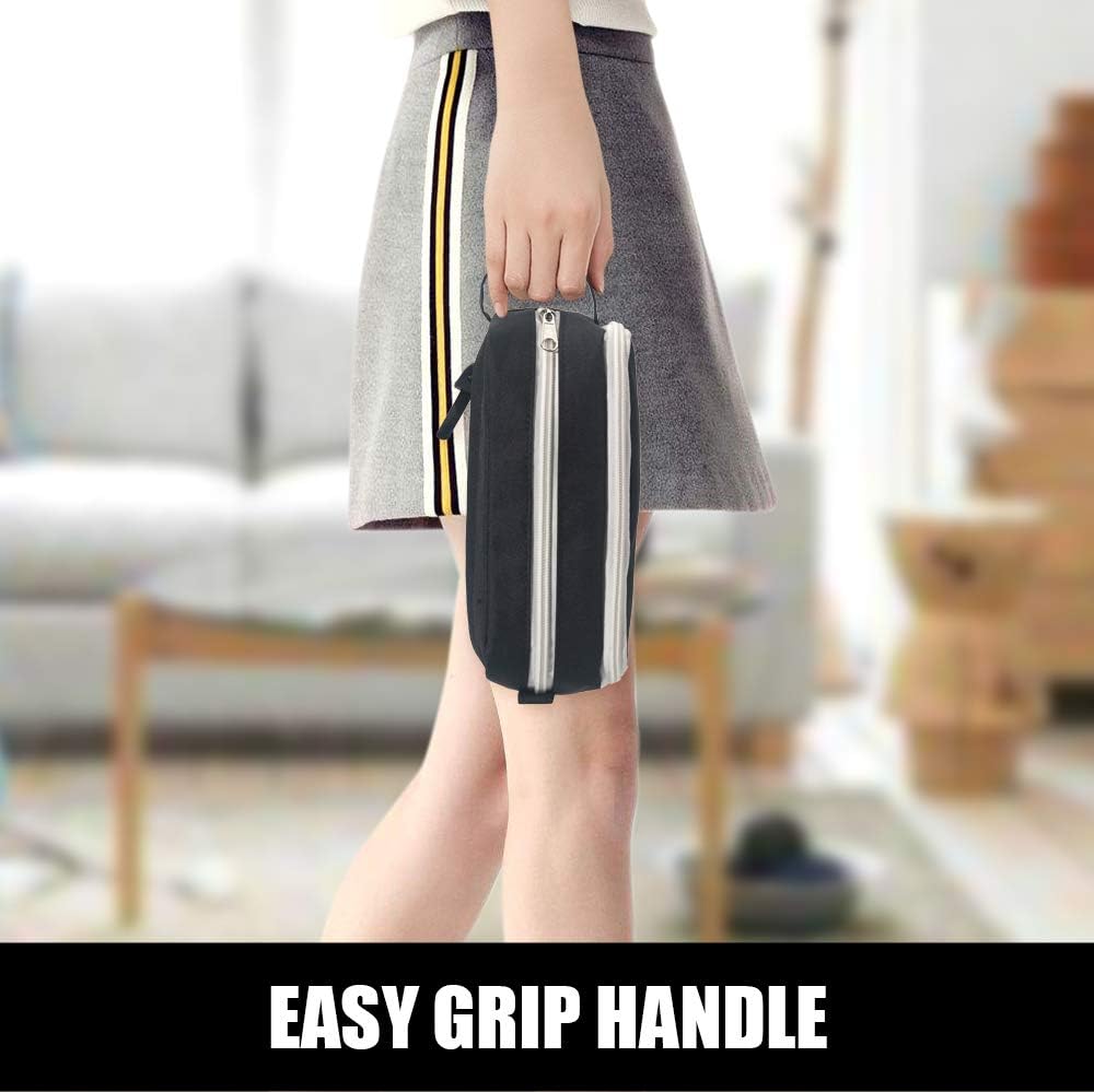 Sooez High Capacity Pencil Case, Big Pencil Bag Pouch Box Organizer Pen Case, Portable Journaling Supplies with Easy Grip Handle & Loop, Asthetic Supply for Girls Adults, Black