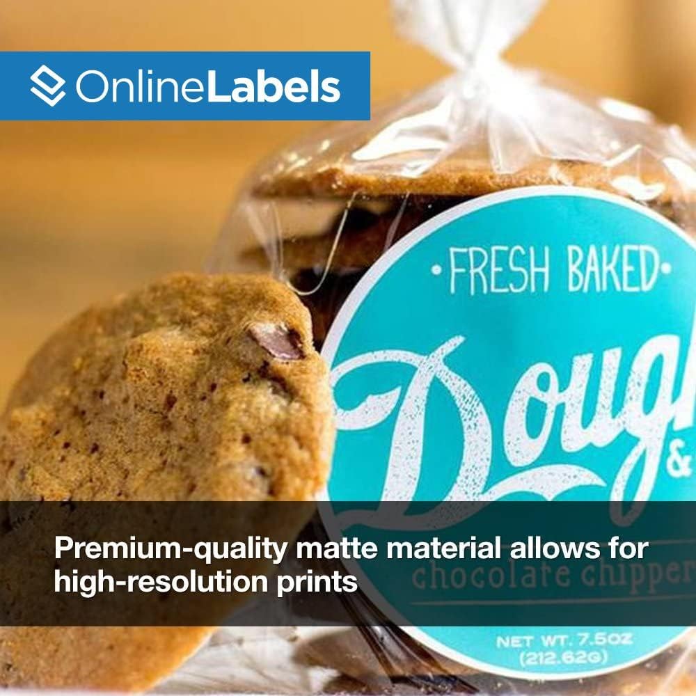 2.5" Round Labels - Permanent Adhesive, White Matte - Great for Candle & Jar Lids, Products, Favor Labels - Pack of 5,000 Circle Stickers, 60,000 Sheets - Inkjet/Laser Printers, OL350WX, OnlineLabels