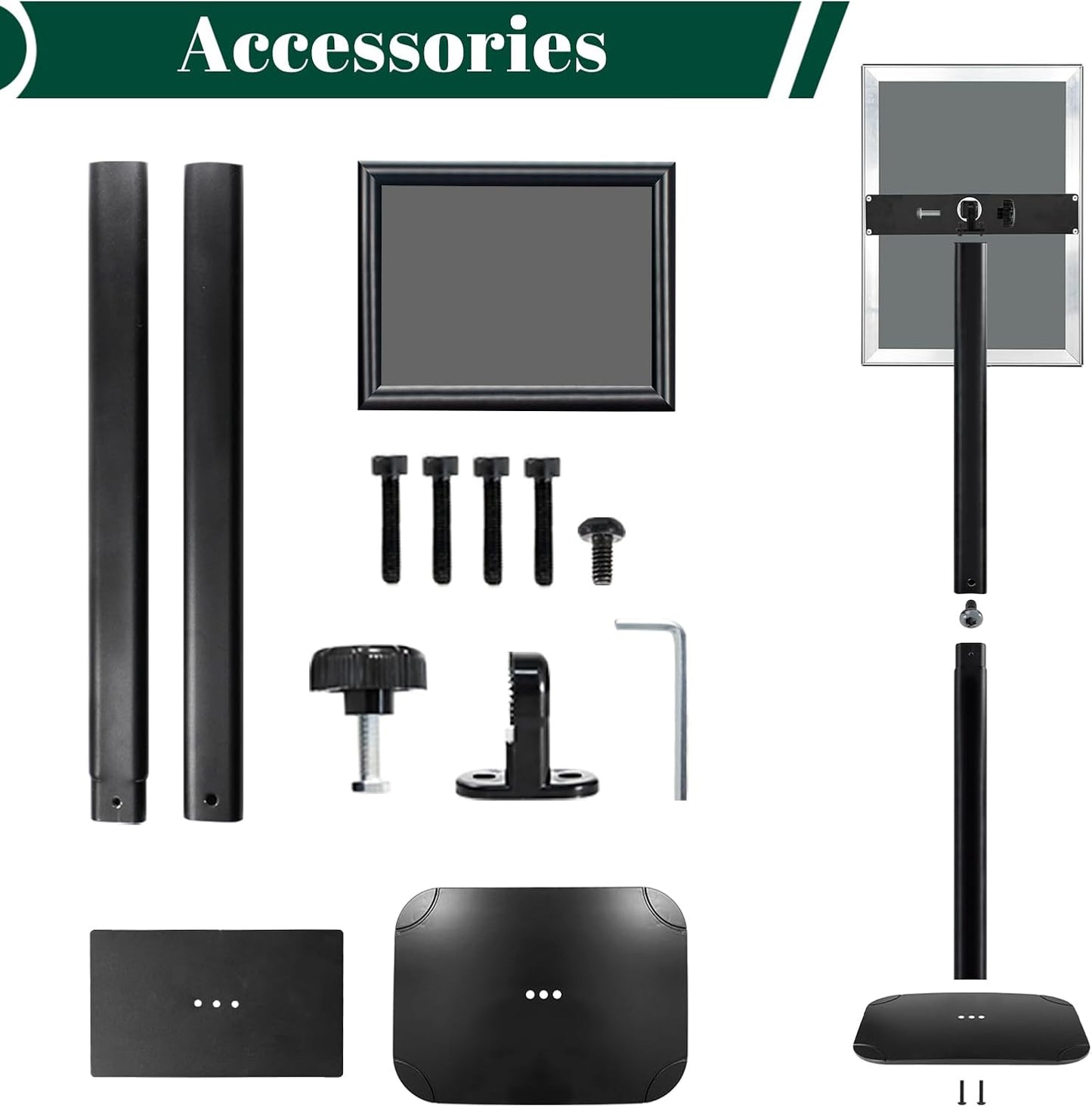 3Pcs Heavy Duty Pedestal Sign Holder for Display, 8.5 x 11 inches Adjustable Floor Standing Sign Holder with Weighted Base,Sign Stand for Indoor/Outdoor Advertising,Black