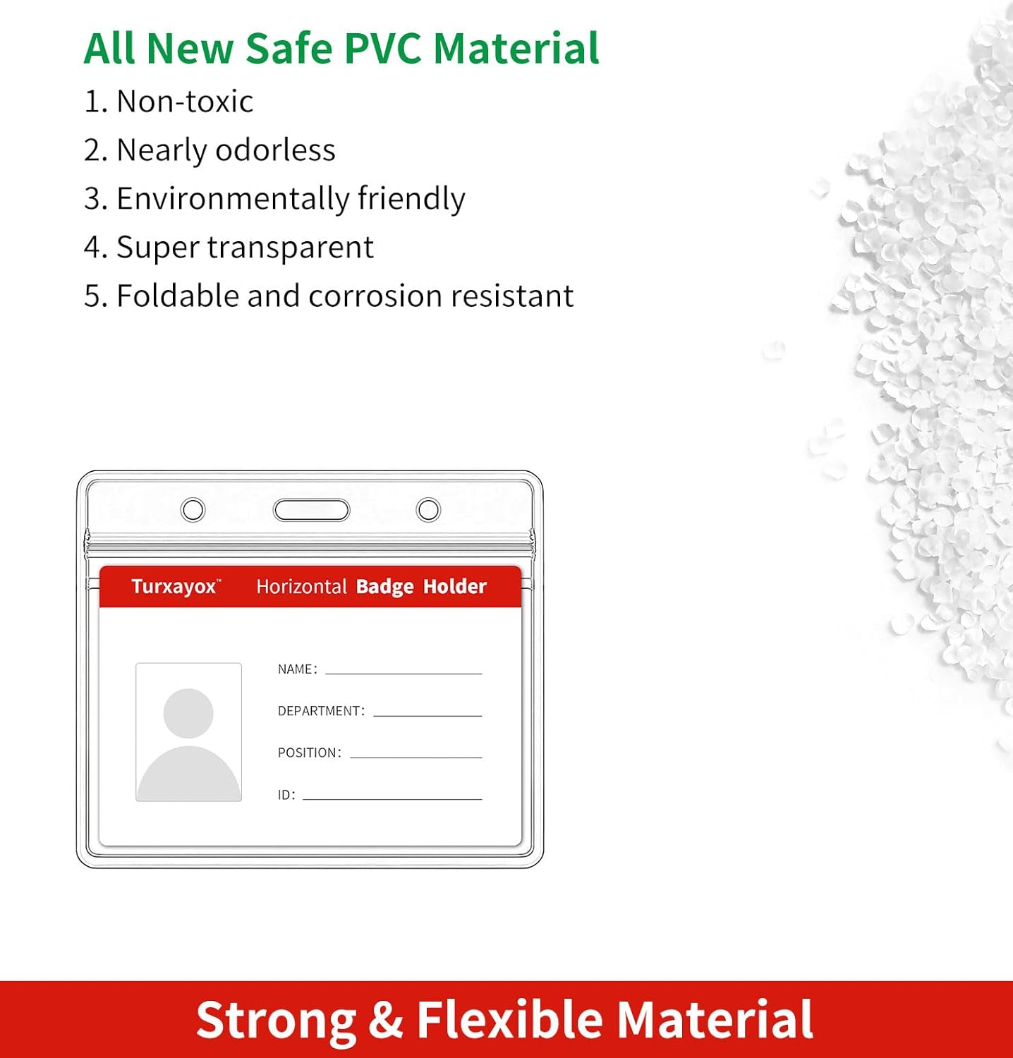 50 Pack Horizontal Clear Name ID Badge Holder for Lanyards