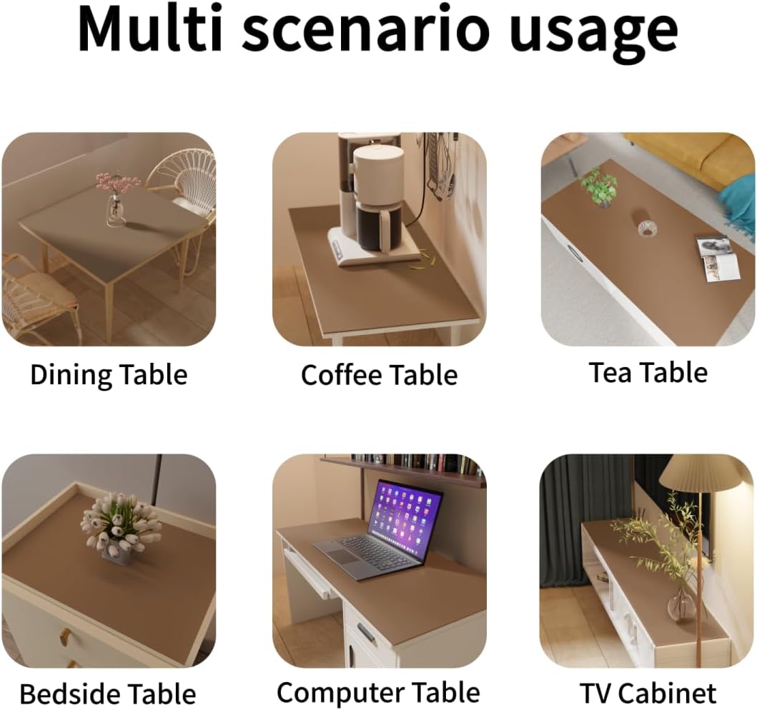 Table Top Protector for Dining Room Table - Can Be Used On Both Sides Waterproof and Easy to Clean Good Flatness Used for Dining Table(Mud Color+Champagne Gold 44x84)