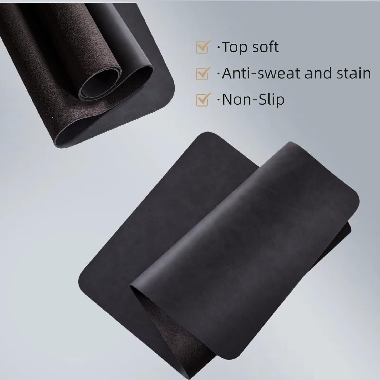 Leather desk pad for computer and laptops, Ideal for gaming and office use, Large mouse pad and keyboard mat, desk mat special for man. A complimentary wrist pad and phone stand. (Black, 17.7"x 39.37)