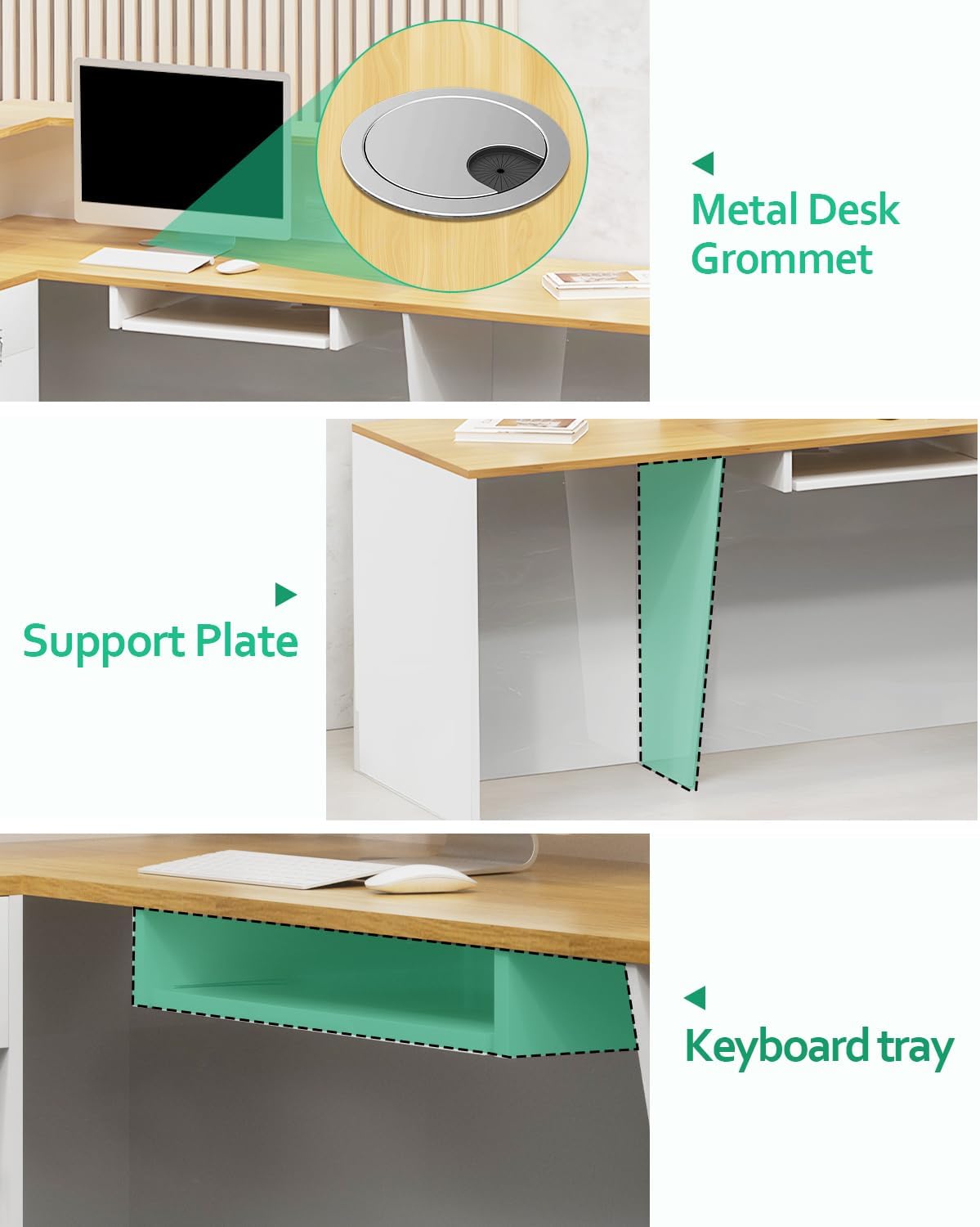 L Shaped Reception Desk, Solid Wood Front Desk with Counter & Lockable Drawers, Retail Checkout Customer 2 Person Secretary Desks for Home Office Lobby Store (70in,Right)