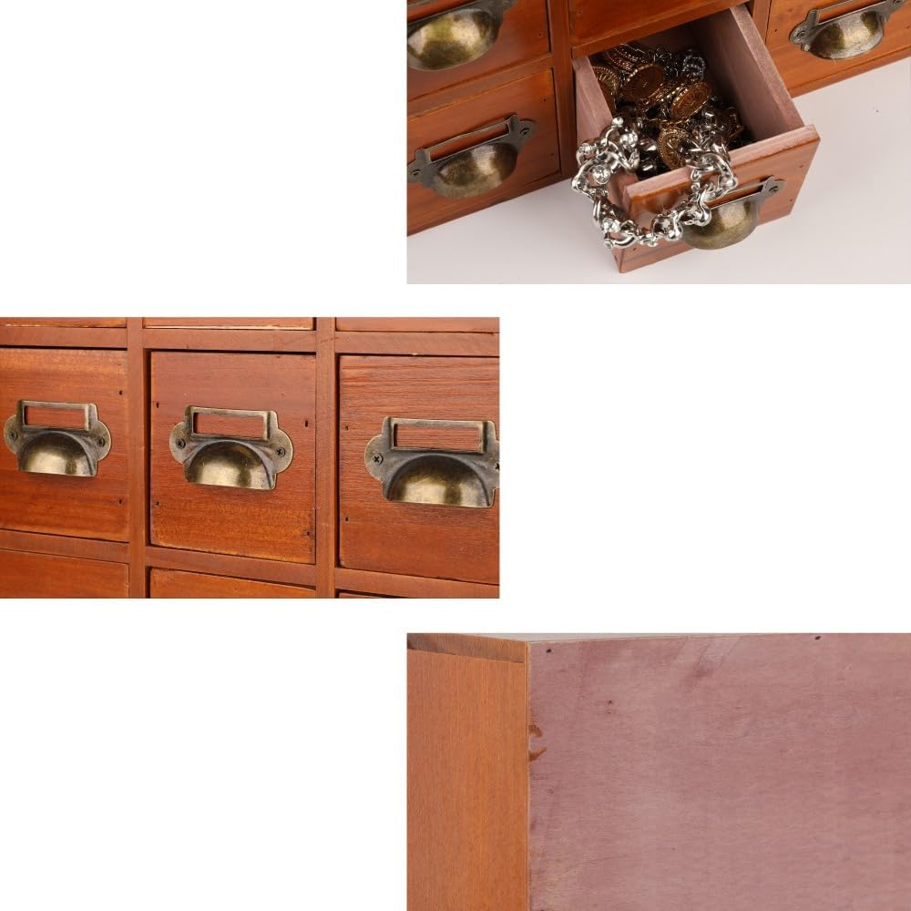 Apothecary Drawers Apothecary Cabinet with Drawers Card Catalog Cabinet Wooden Card Catalog Wooden Storage Box for Desktop Organizer (Brown12)