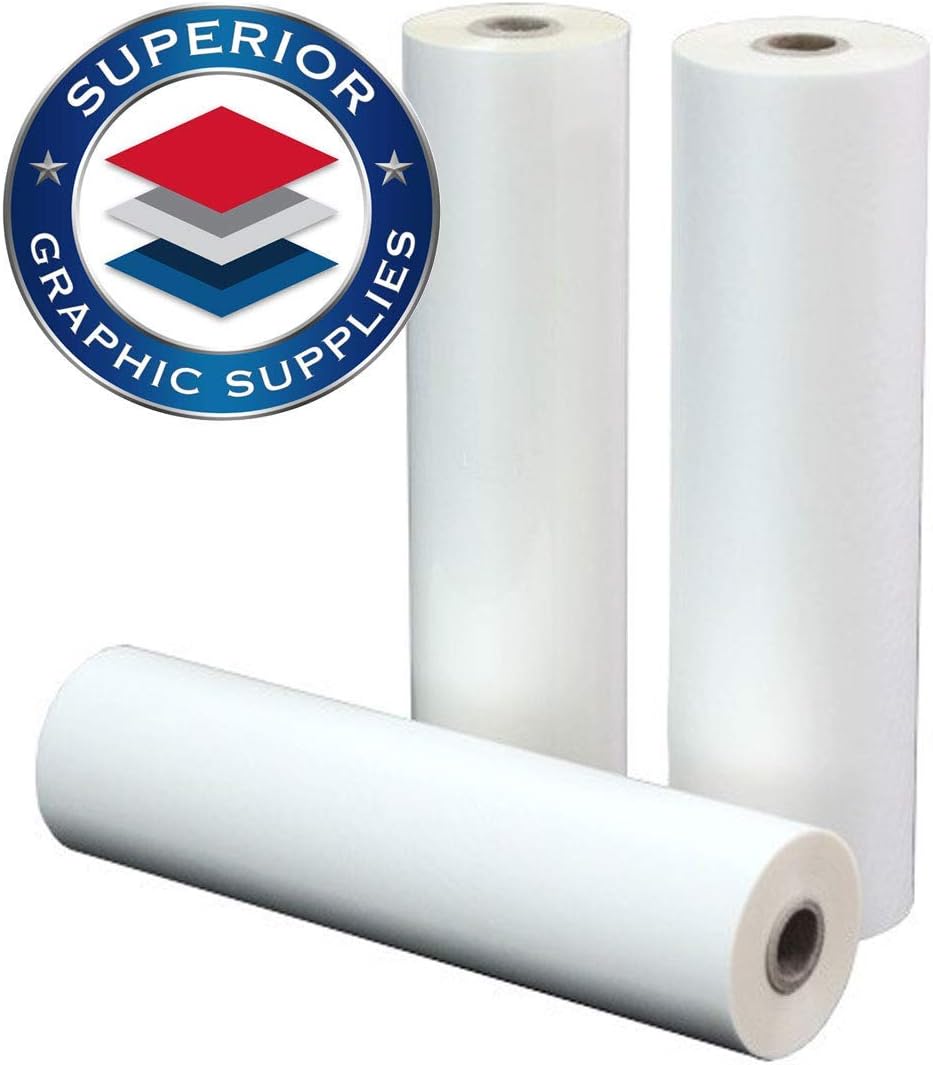 Superior Graphic Supplies PET Laminating Film Roll Premium Quality 12 Inches X 250 Feet- 1 Inch Core, 3 Mil / 0.003" Thick, Clear Gloss, 2 Roll Pack