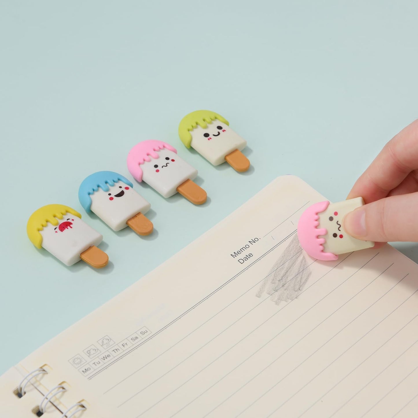 24 Pack Ice Cream Erasers for Kids, 3D Erasers for Boys and Girls, Fun Take Apart Erasers for School Supplies Prize Gifts Party Favors