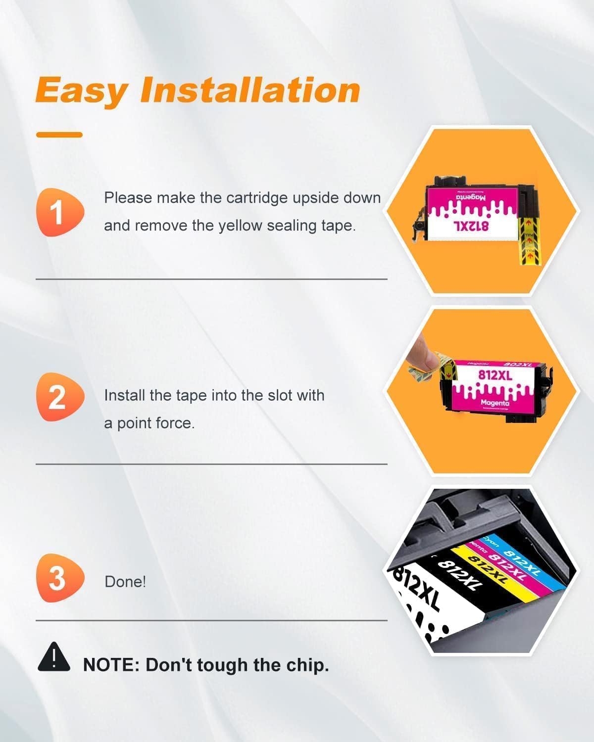 812XL Ink Cartridge Epson Remanufactured Replacement for Epson 812 812XL Ink Cartridges Combo Pack for Epson 812 XL T812XL Work for Workforce Pro WF-7840 WF-7820 WF-7310 EC-C7000 Printer(4 Pack)
