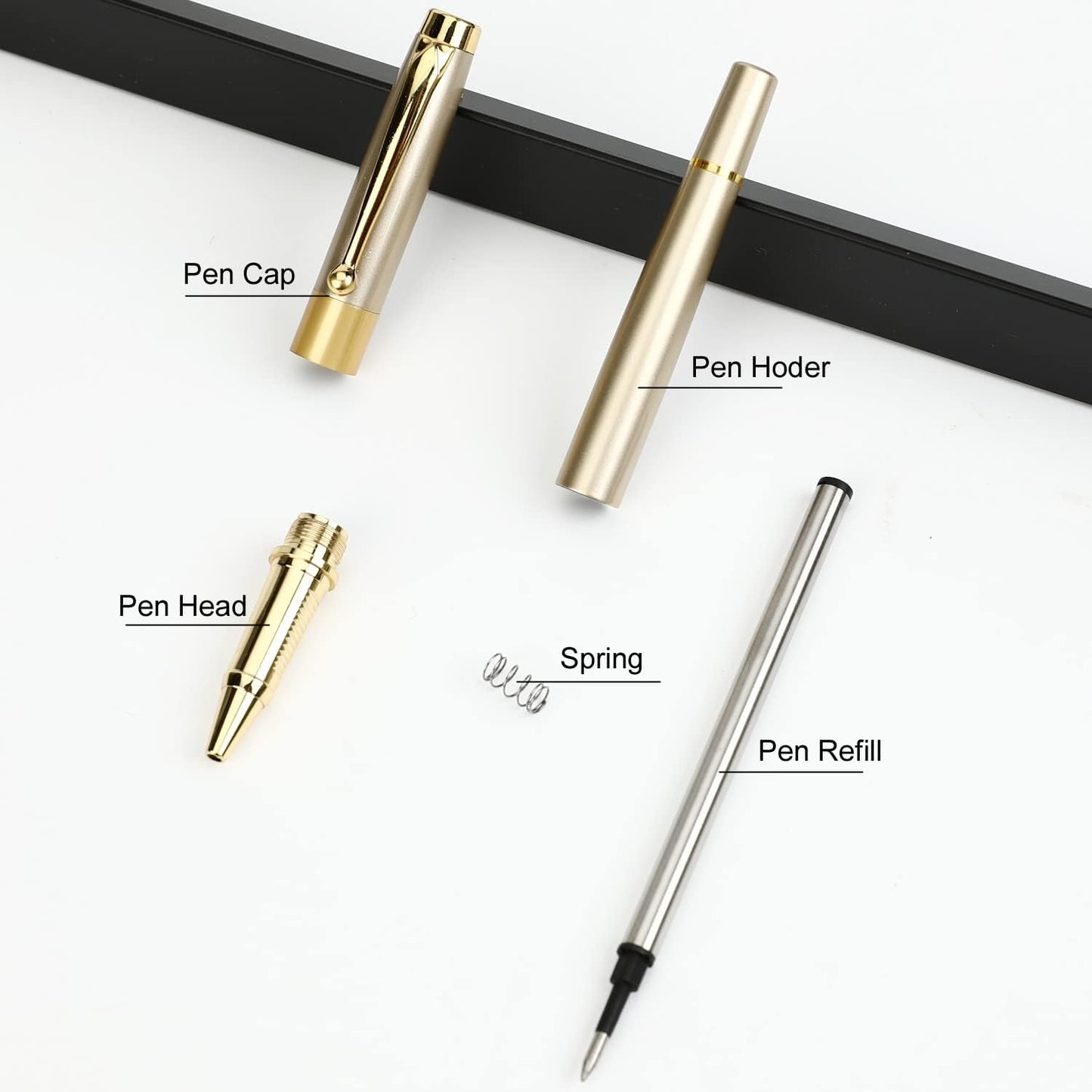 YIVONKA Ballpoint Pen Black Refill,Luxury Ballpoint Line width 0.5mm,Best Ball Pen Gift Set for Men & Women Professional Executive,Office,Nice BallPens Classy Gift Box (2 Gold)